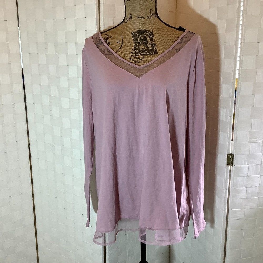 NWT Lane Bryant light purple long sleeve tee top size 14/16